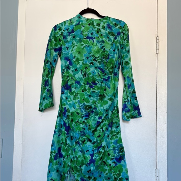 Zara Floral Green and Blue Dress - Picture 2 of 5